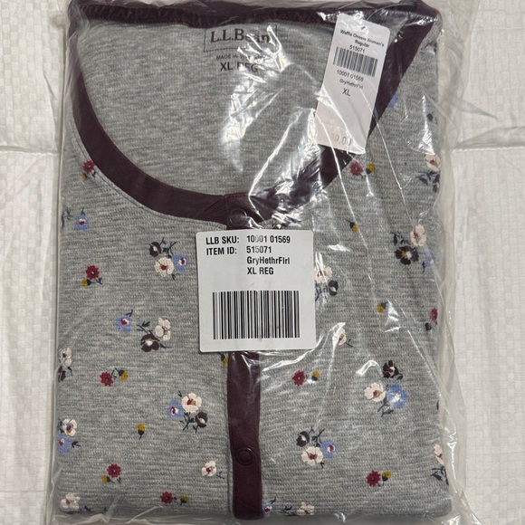 L.L. Bean Other - LL Bean Gray Floral Onesie NEW XL